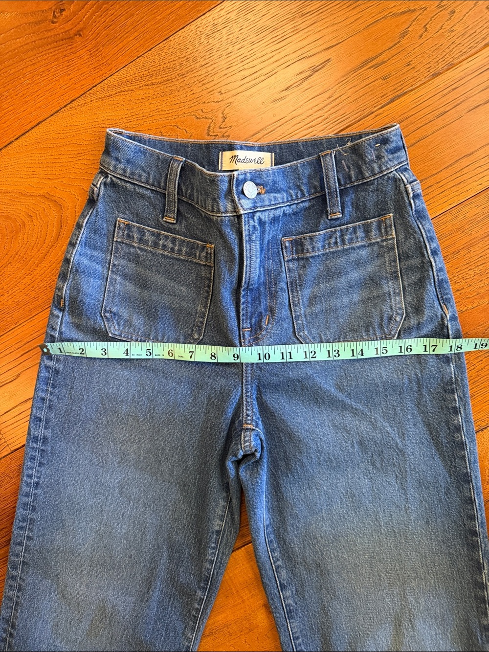Madewell The Emmy Wide Leg High-Rise  Denim in Medium Blue - Picture 9 of 13